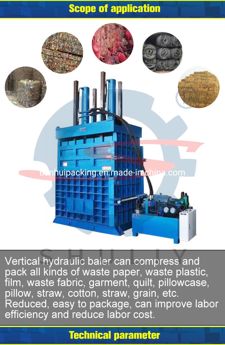 Customized Vertical Hydraulic Baling Machine Waste Paper Plastic Metal Scrap Baler