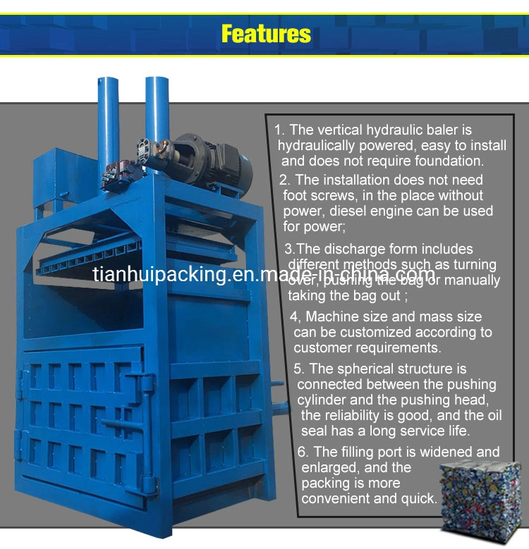 Customized Vertical Hydraulic Baling Machine Waste Paper Plastic Metal Scrap Baler