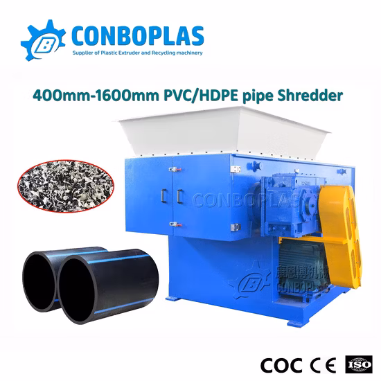플라스틱 재활용 기계/플라스틱 과립기/단일 샤프트 슈레더/400mm-1600mm HDPE 파이프 분쇄기